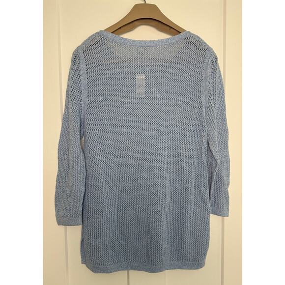 Talbots Light Blue Knit Sweater 3/4 Sleeve Size MEDIUM - Picture 2 of 10